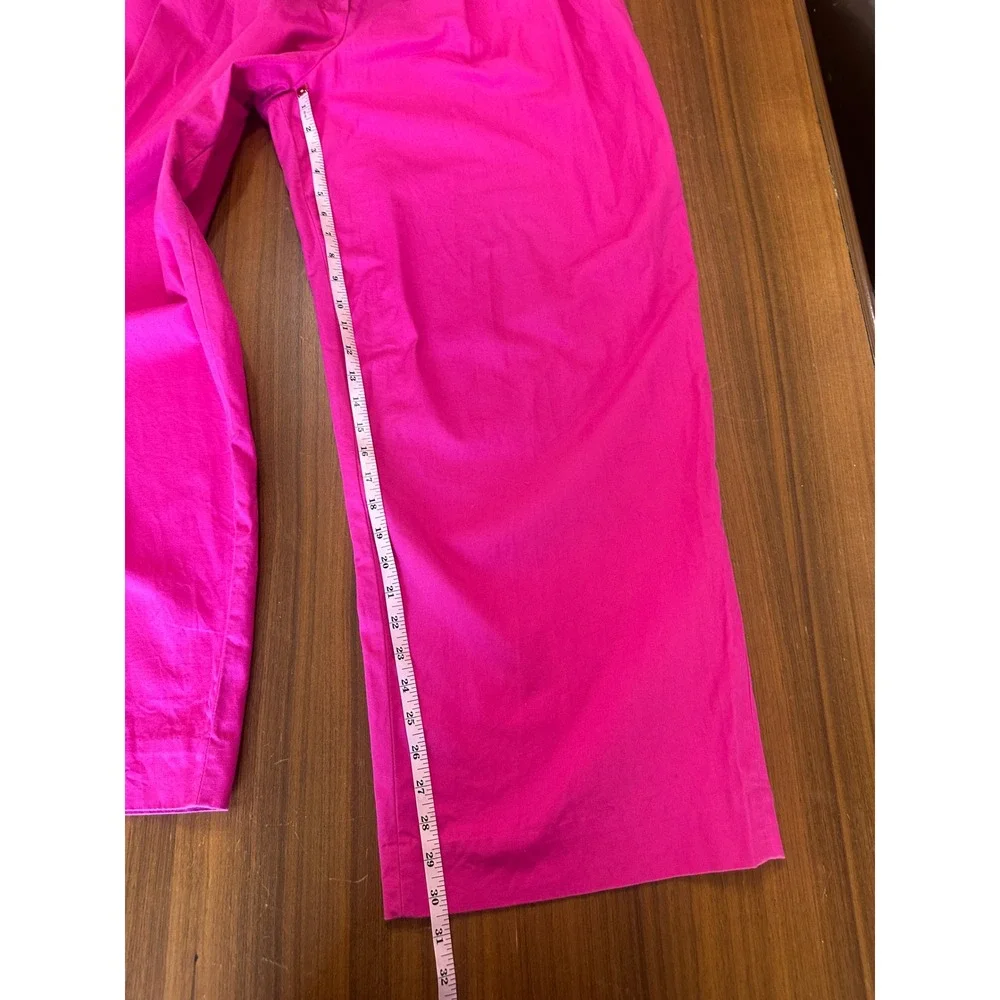 COS Pleated Wide Leg Trousers 100% Cotton Size 12 Pink Statement Minimalist